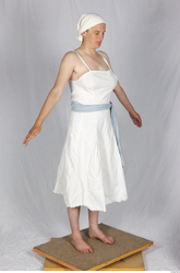 Whole Body Woman White Historical Dress Costume photo references